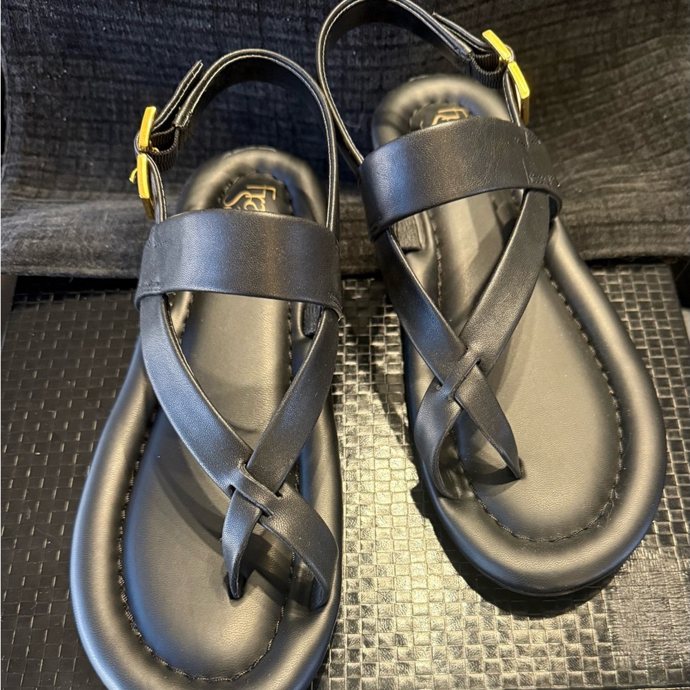 Franco Sarto Black Cross-Strap Sandals - Picture 3 of 7